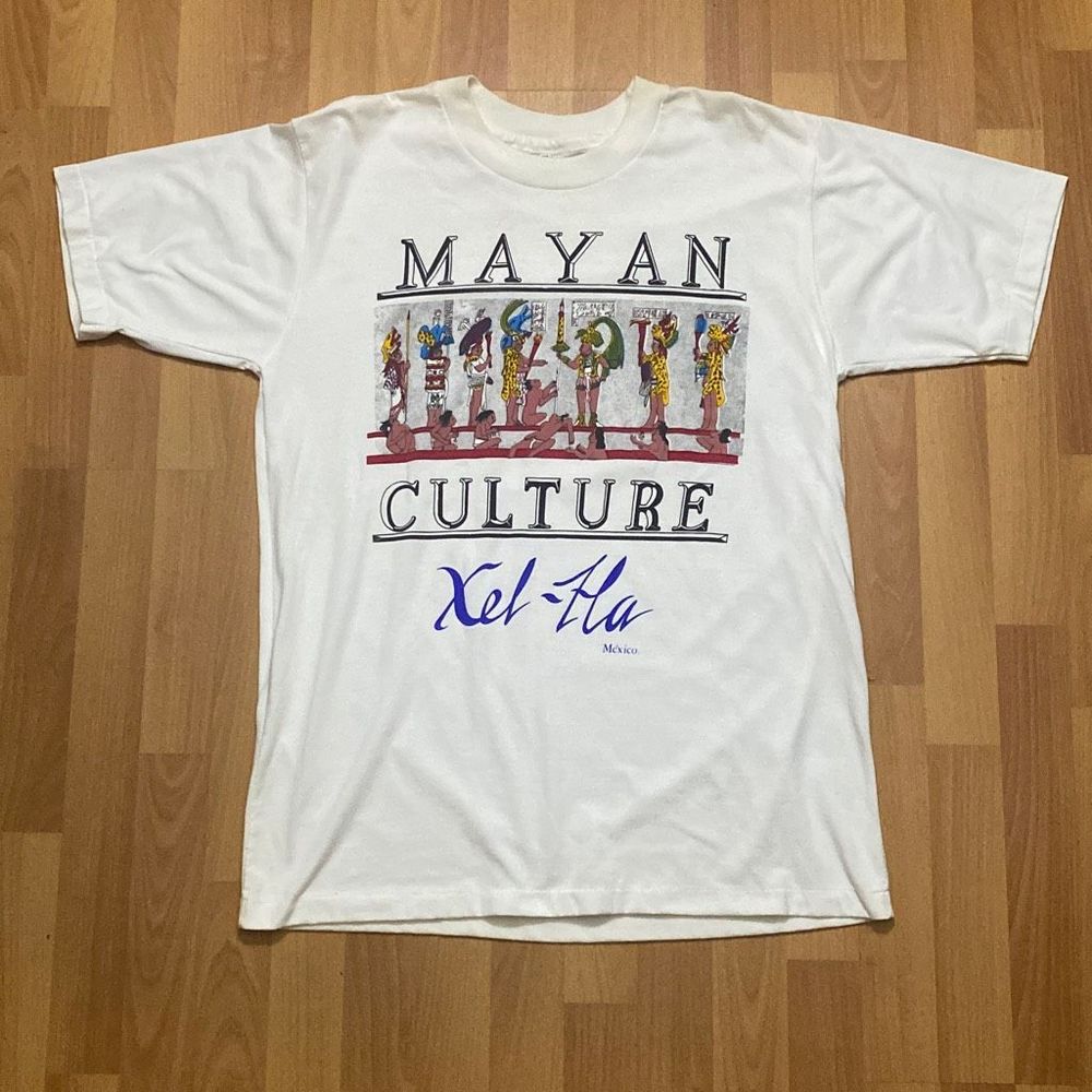 Vintage 1990’s T-shirt White Mayan Culture Xel Ha Mexico Men Size XL